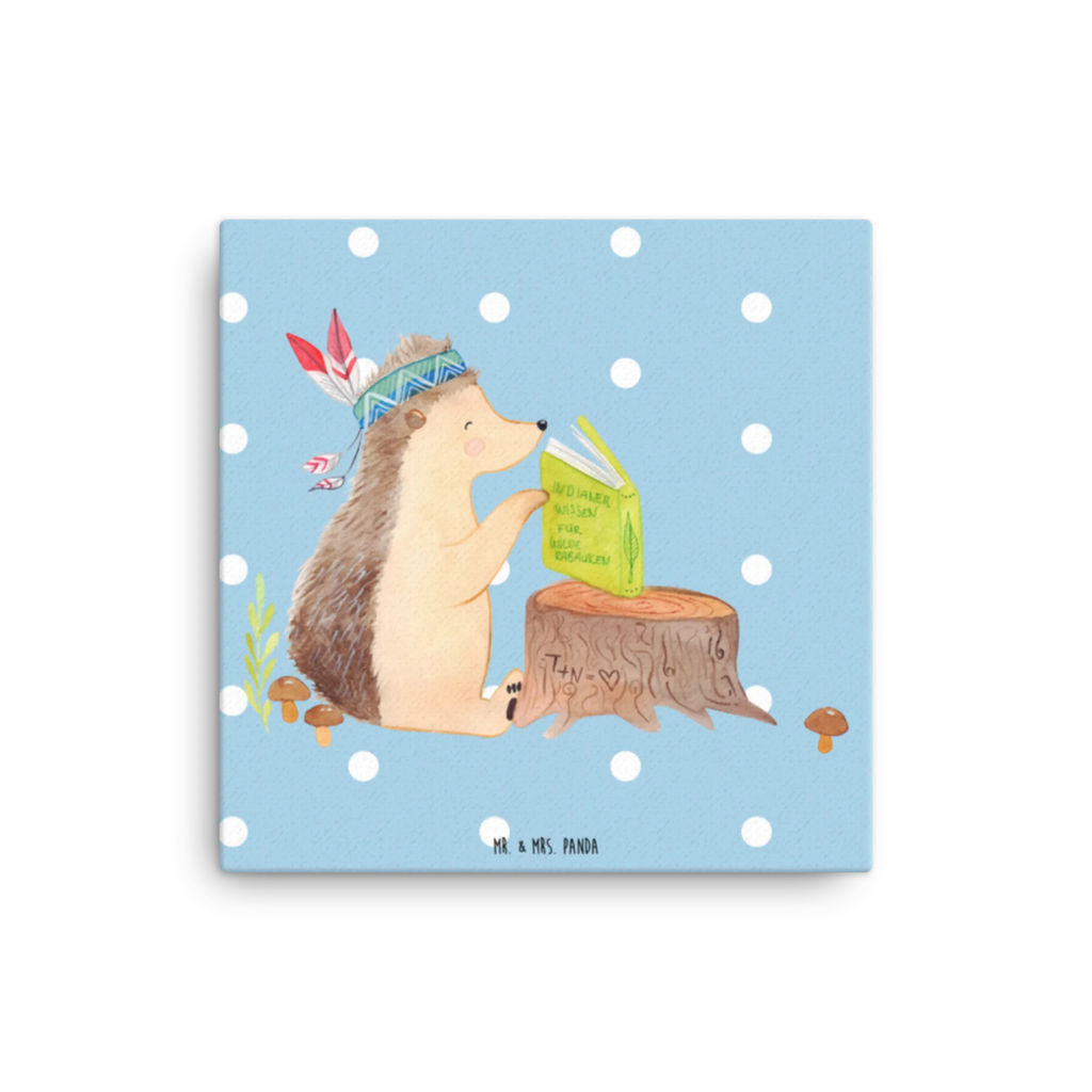 Canvas picture Hedgehog feather headdress Bild, Wanddeko, Kunstdruck, Leinwand, Waldtiere, Tiere, Igel, Abenteuer, Camping, Indianer, Lagerfeuer