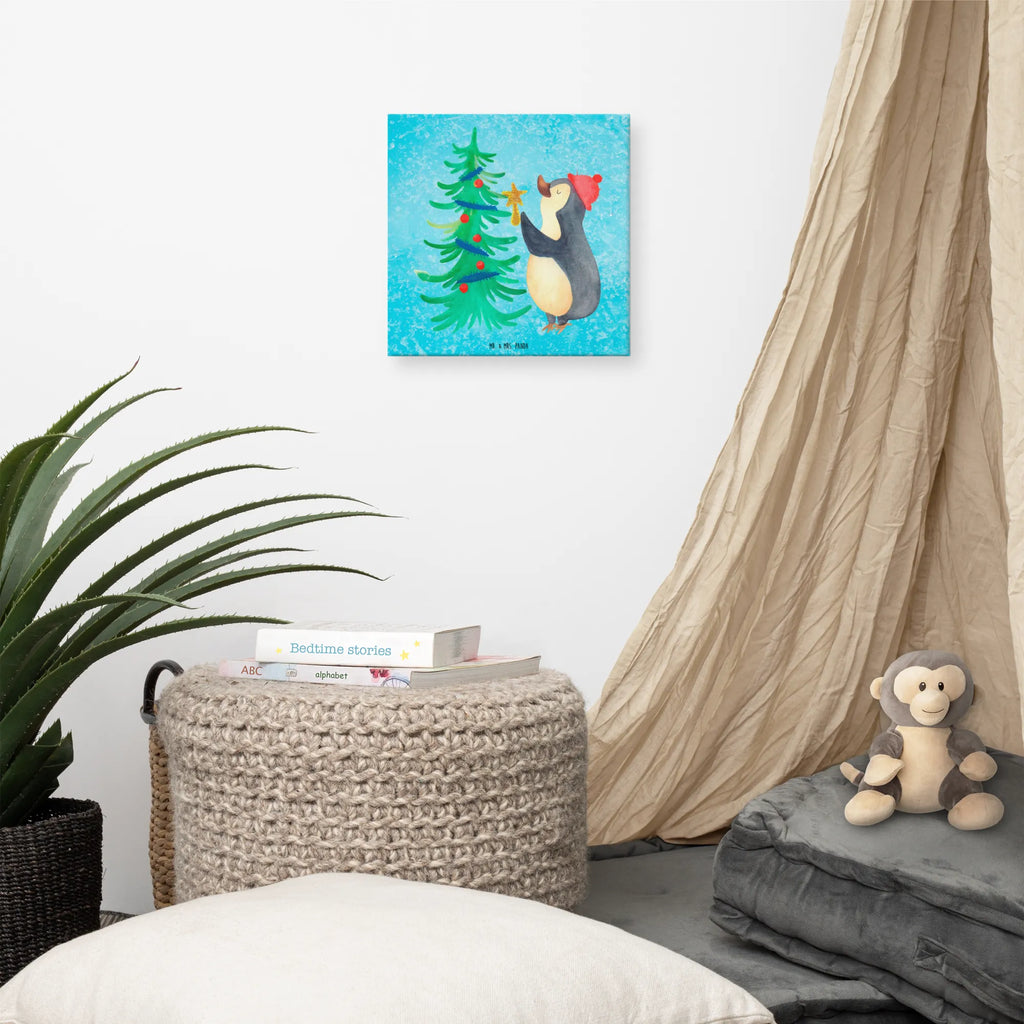Canvas picture penguin Christmas tree Kunstdruck, Leinwand, Weihnachtsdeko, Winter, Nikolaus, Advent, Heiligabend, Wintermotiv, Weihnachten, Pinguin