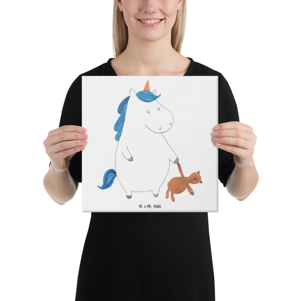 Leinwand Bild Einhorn Teddy Kunstdruck, Leinwand, Unicorn, Einhorn, Einhorn Deko, Einhörner, Bett, Single, Träumen, Freundin, Gute Nacht, schlafen, Singleleben