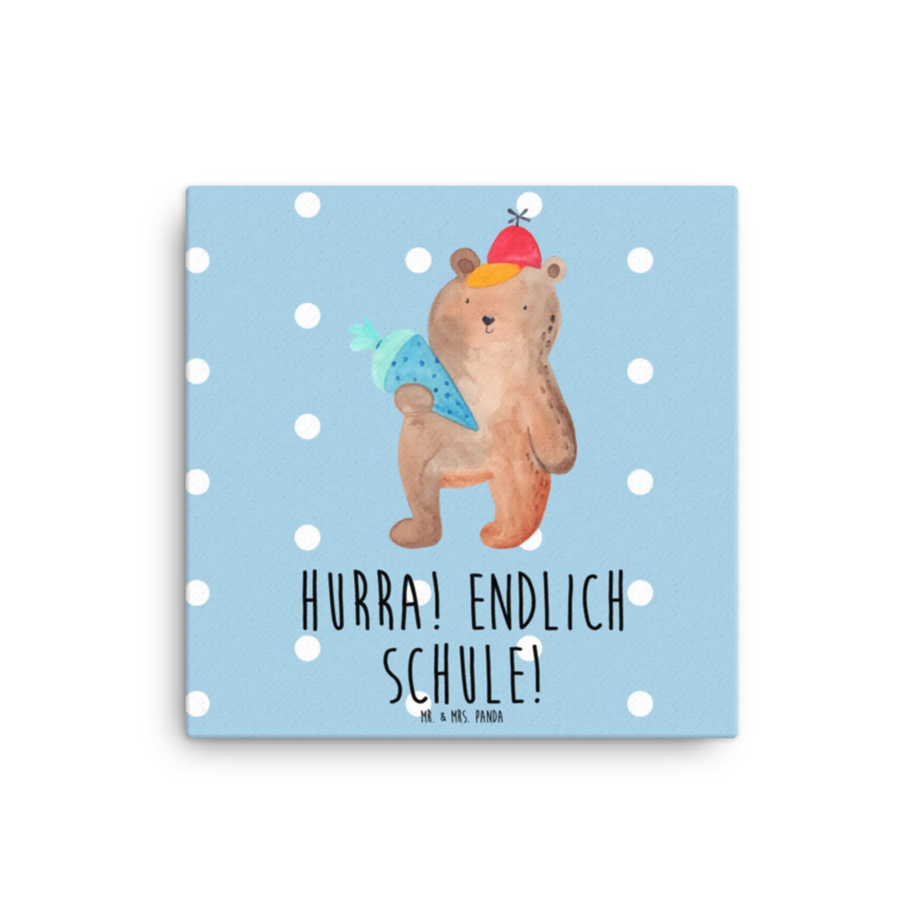 Canvas picture bear School cone Leinwand, Kunstdruck, Teddybär, Teddy, Bär, Schule Geschenk, Schulanfang, Bär Motiv, Erster Schultag Geschenk, Schultüte, Grundschule, Schulbeginn, Einschulung Geschenk