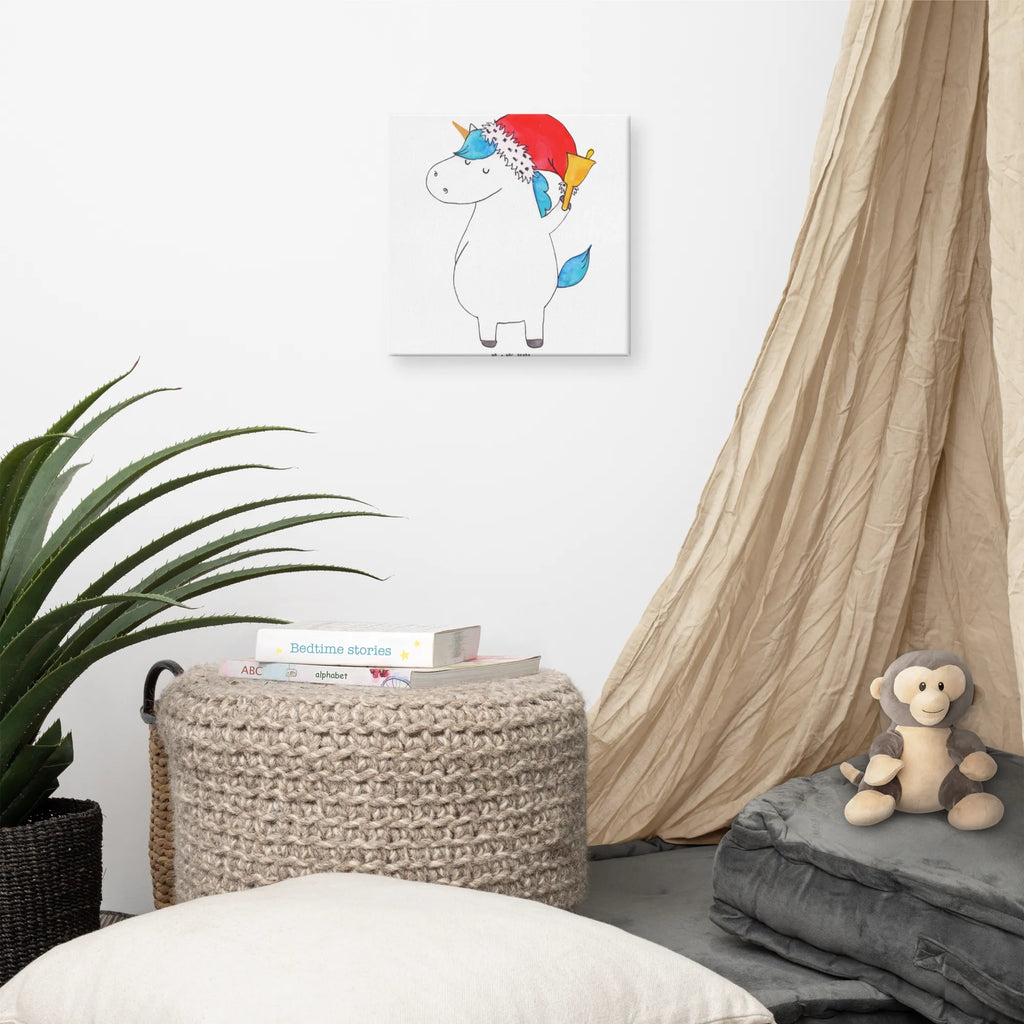 Leinwand Bild Einhorn Weihnachtsmann Kunstdruck, Leinwand, Unicorn, Einhorn, Einhorn Deko, Einhörner, Weihnachtsmann, Gin, Nikolaus, Wunschzettel, Weihnachten, Schoki, Feenstaub, Schokolade, Wunschliste