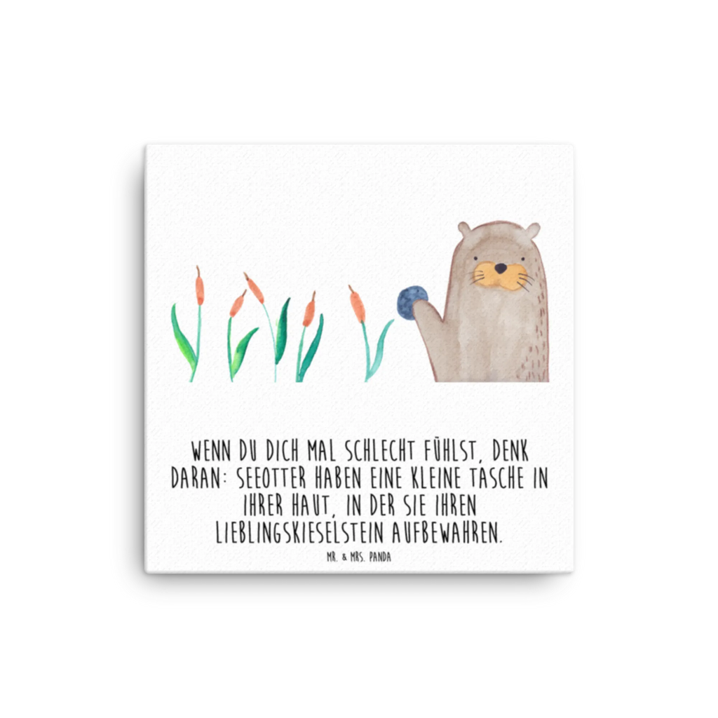 Leinwand Bild Otter mit Stein Kunstdruck, Leinwand, Seeotter, Fischotter, Otter, Otter Seeotter See Otter