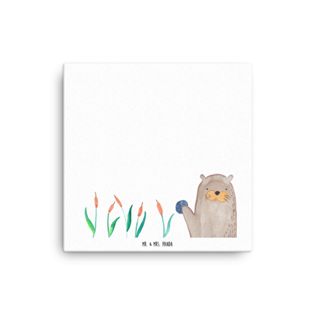 Leinwand Bild Otter mit Stein Kunstdruck, Leinwand, Seeotter, Fischotter, Otter, Otter Seeotter See Otter