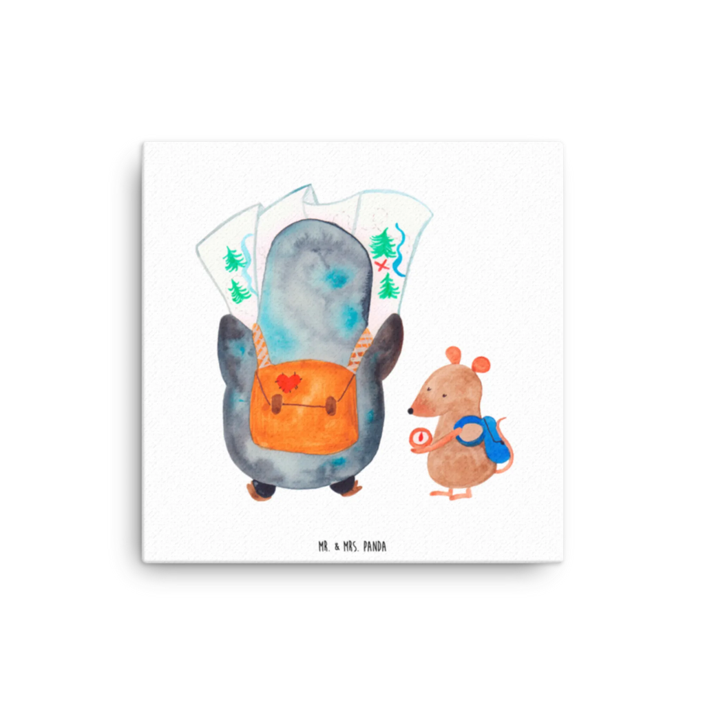 Canvas picture Penguin & Mouse Hiker Kunstdruck, Leinwand, Pinguin, Wandern, Abenteurer, Wanderlust, Abenteuer, Pinguine, Ausflug, Roadtrip