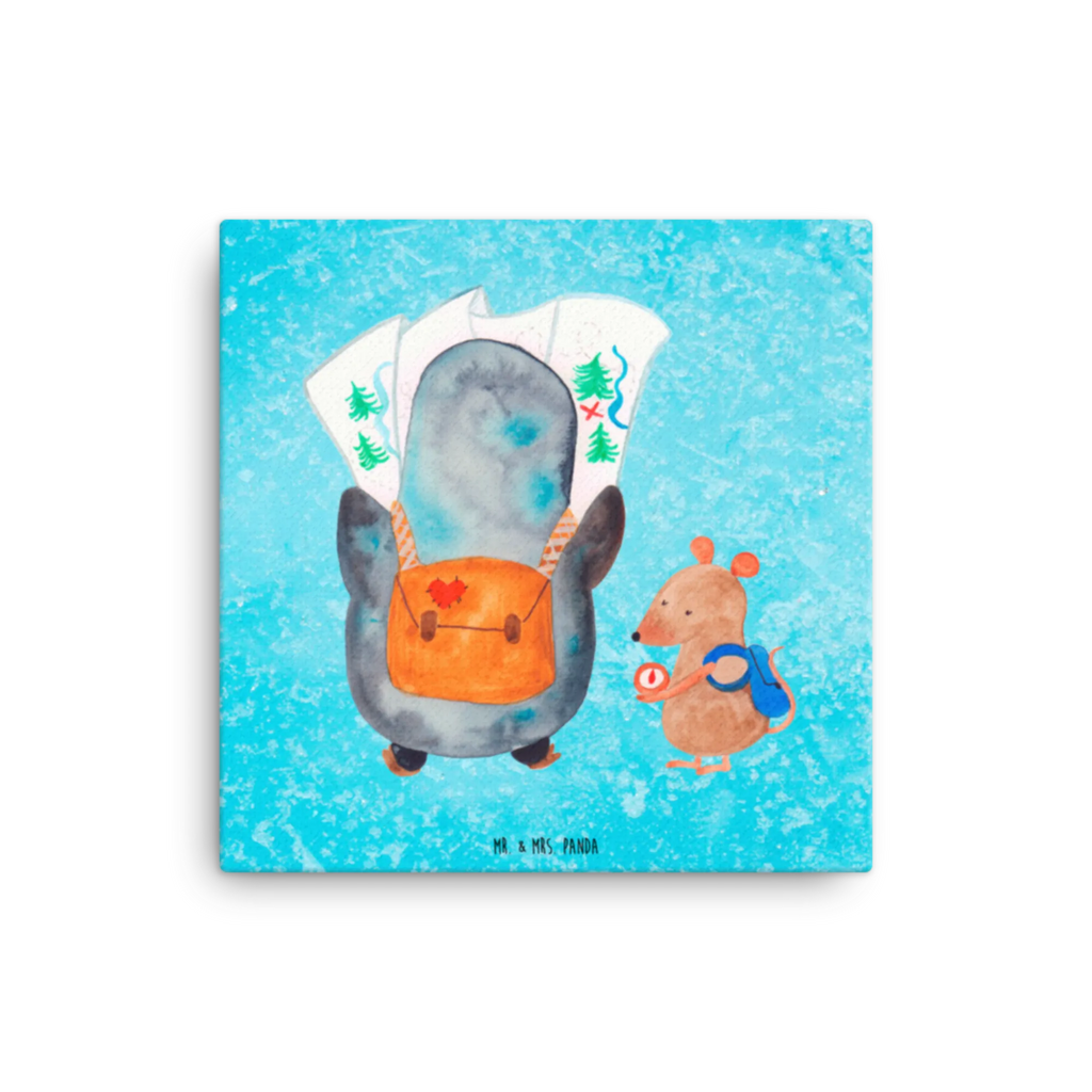Canvas picture Penguin & Mouse Hiker Kunstdruck, Leinwand, Pinguin, Wandern, Abenteurer, Wanderlust, Abenteuer, Pinguine, Ausflug, Roadtrip