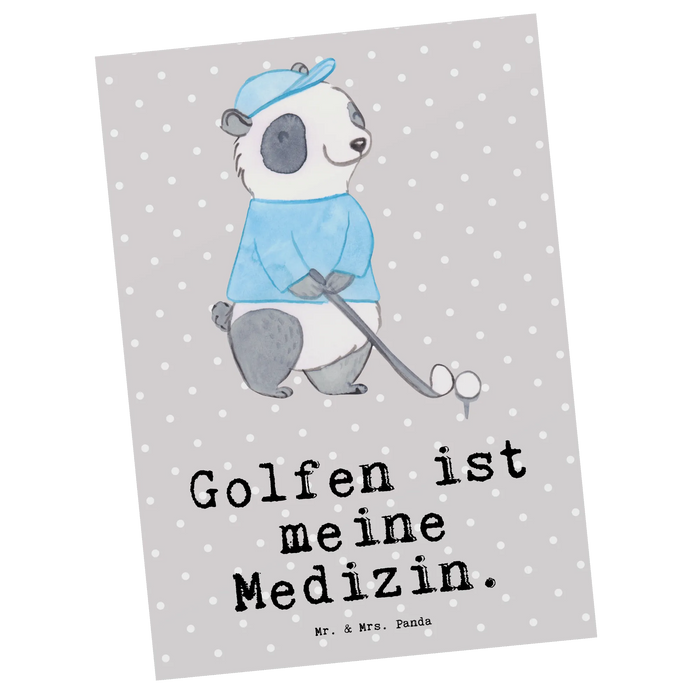 Postcard panda golfing