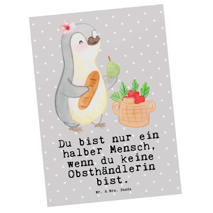 Postkarte Obsthändlerin Herz