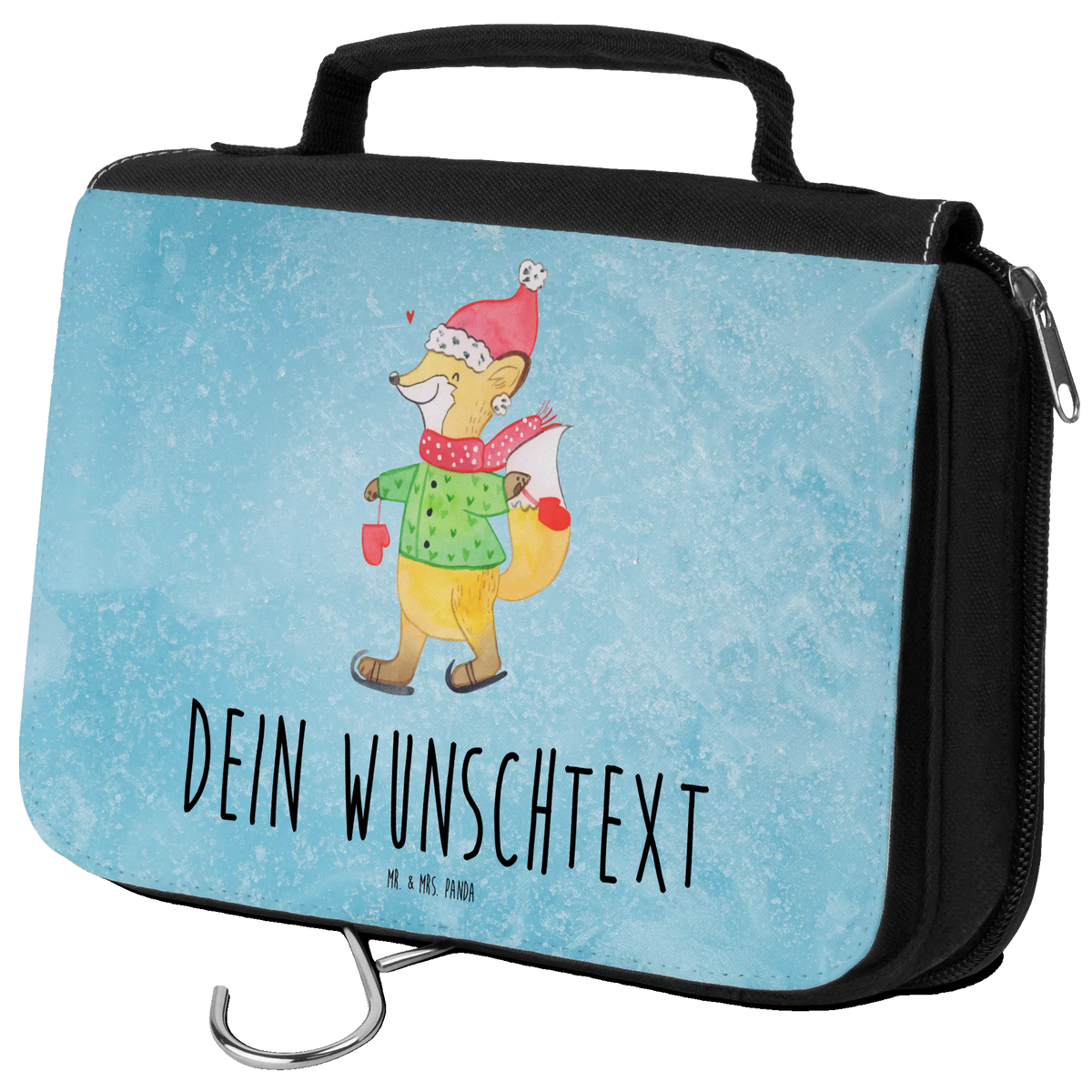 Personalised wash bag Fox skates Christmas time, snow, santa claus, fir tree, christmas time, christmas present, christmas days, christmas tree, christmas eve