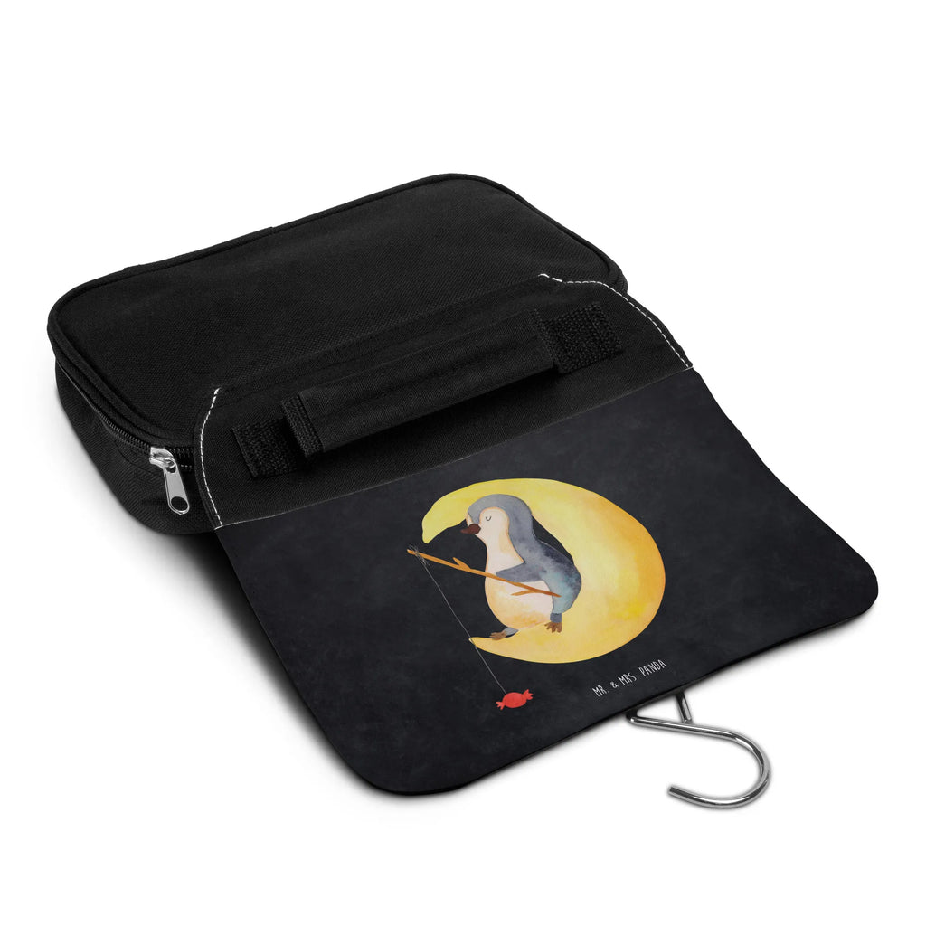 Wash bag Penguin moon Kosmetiktasche, Schminktasche, Schminkbeutel, Reisebeutel, beautycase, hygienetasche, hygienebeutel, Kulturtasche, Toilettentasche, Waschbeutel, Necessaire, Kulturbeutel, badtasche, Kulturbeutel Waschbar, Waschtasche, Pinguin, Einschlafen, Schlafstörungen, schlafen, Schlafzimmer, Nachtruhe, Spruch, Gästezimmer, Pinguine