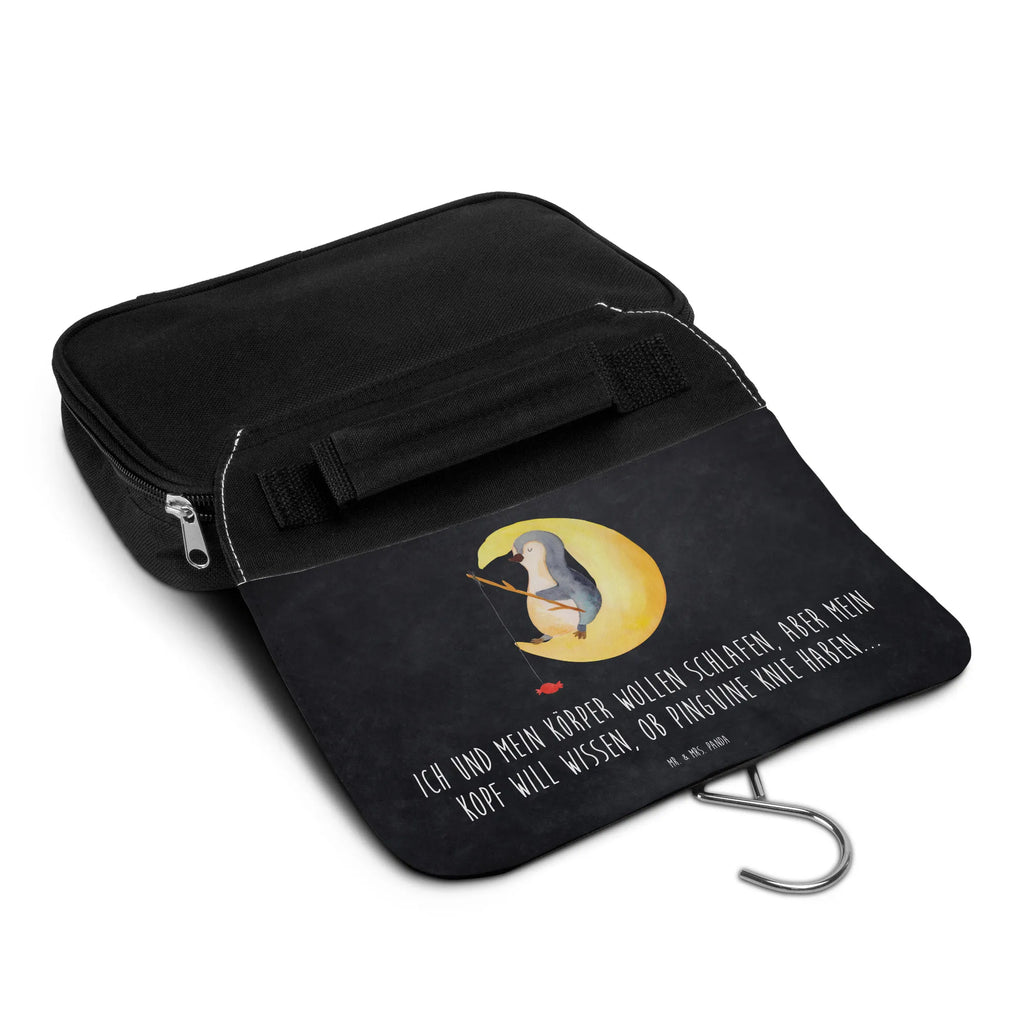 Wash bag Penguin moon Kosmetiktasche, Schminktasche, Schminkbeutel, Reisebeutel, beautycase, hygienetasche, hygienebeutel, Kulturtasche, Toilettentasche, Waschbeutel, Necessaire, Kulturbeutel, badtasche, Kulturbeutel Waschbar, Waschtasche, Pinguin, Einschlafen, Schlafstörungen, schlafen, Schlafzimmer, Nachtruhe, Spruch, Gästezimmer, Pinguine