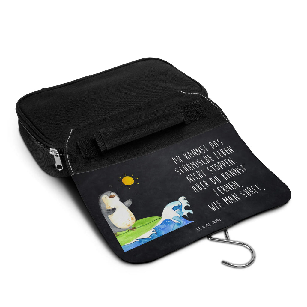 Wash bag Penguin surfer Kosmetiktasche, Waschtasche, Kulturtasche, hygienebeutel, Schminktasche, Kulturbeutel, Waschbeutel, Toilettentasche, hygienetasche, beautycase, Schminkbeutel, Reisebeutel, Necessaire, badtasche, Kulturbeutel Waschbar, Pinguin, Wellen, Urlaub, Surfer, Surfen, Hawaii, Wellen Reiten, Portugal, Pinguine