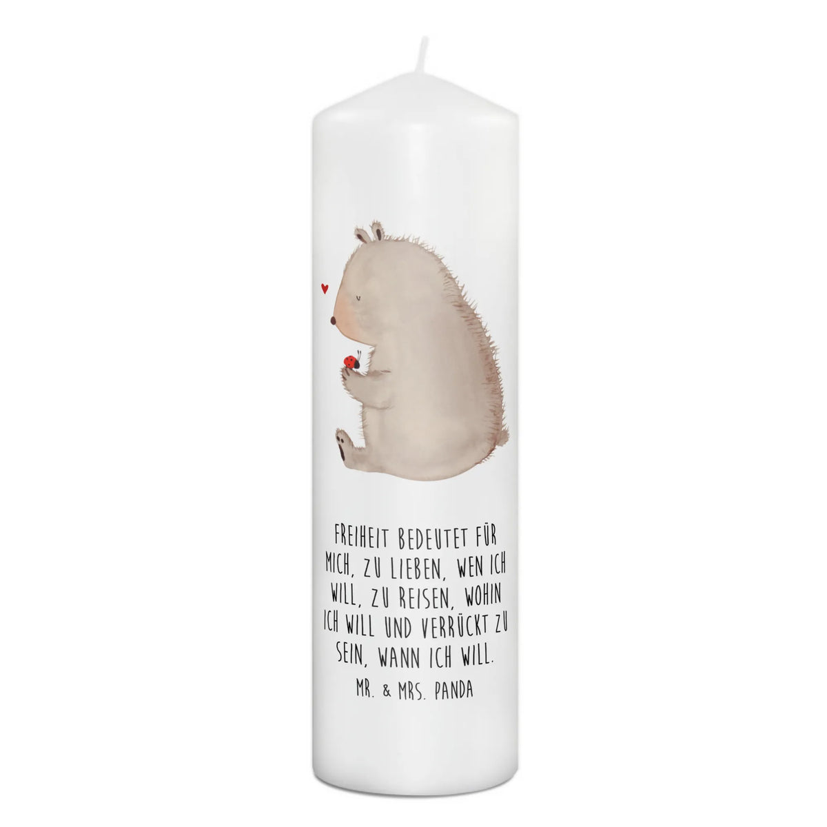 Candle bear ladybug Bedruckte Kerze, Kerze, Erinnerungskerze, Blockkerze, Stumpenkerze, Erinnerungslicht, Wachskerze, Zylinderkerze, Teddy, Teddybär, Bär, Motivation, Das Leben Ist schön, Marienkäfer, Freiheit, Liebe
