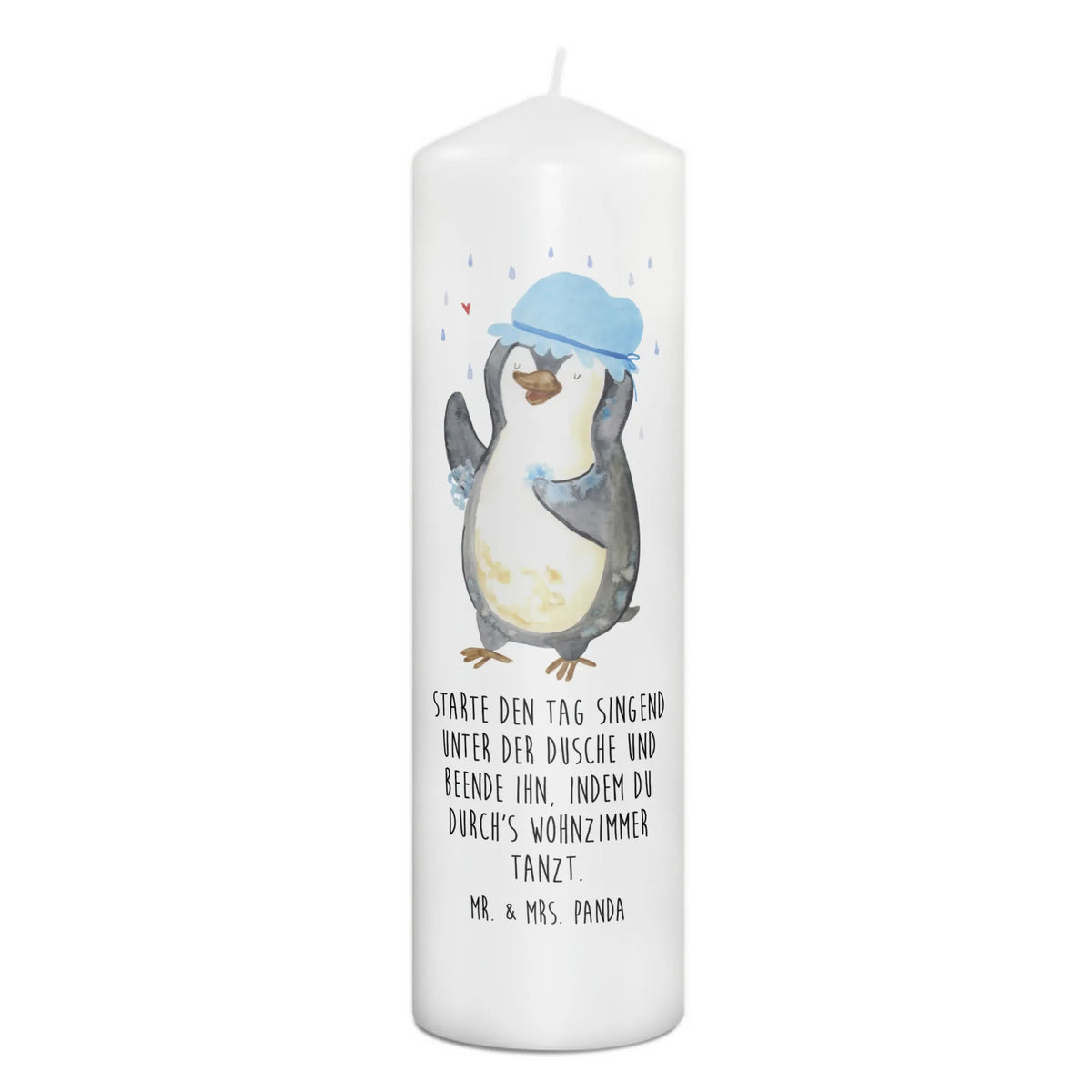 świeca Pingwin Prysznic Bedruckte Kerze, Wachskerze, Stumpenkerze, Blockkerze, Erinnerungskerze, Kerze, Erinnerungslicht, Zylinderkerze, Pinguin, Duschen, Neuanfang, Motivation, Dusche, glücklich sein, Neustart, Lebensmotto, Pinguine