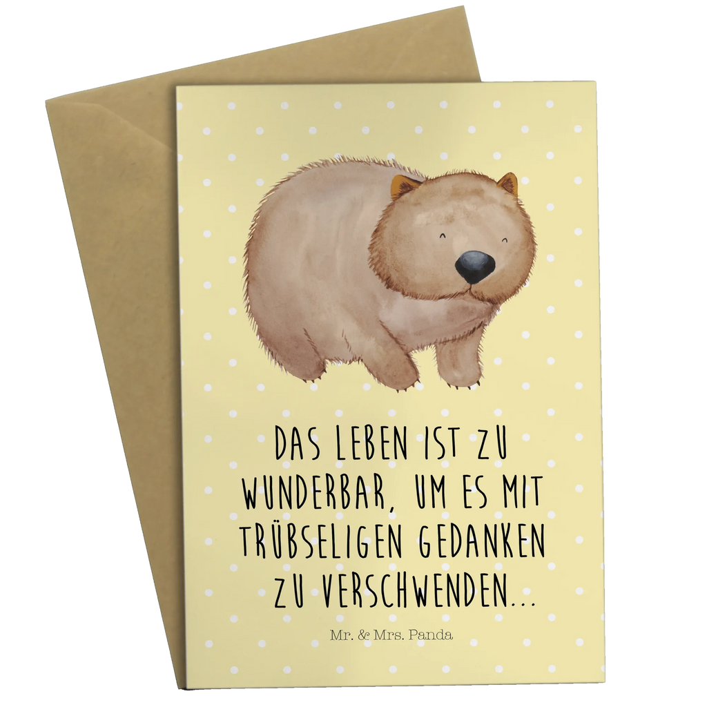 Grußkarte Wombat Ansichtskarten, Hochzeitskarte, Geburtstagskarte, Klappkarte, Grußkarte, Karte, Einladungskarte, Glückwunschkarte, Tiermotive, Gute Laune, lustige Sprüche, Tiere, Spruch, Wombat, Australien, Das Leben ist schön, Motivation