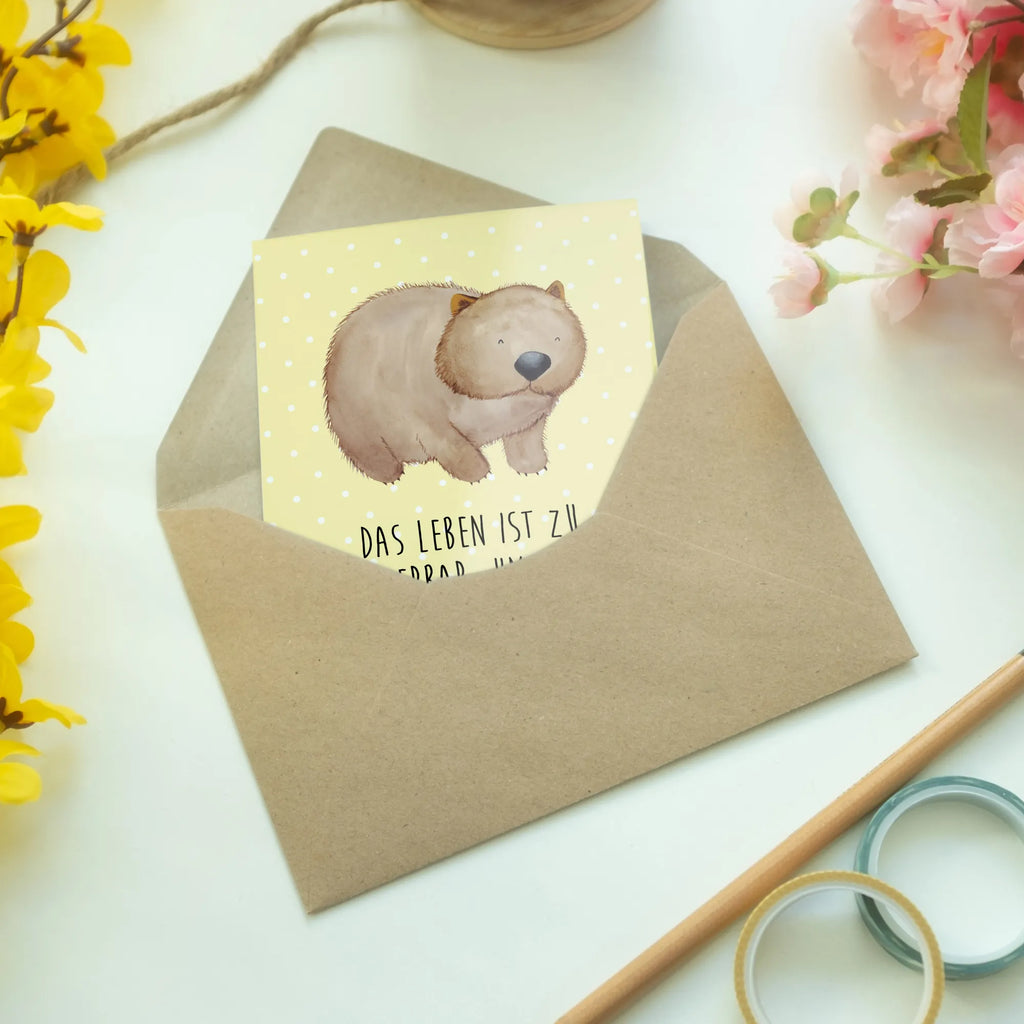Grußkarte Wombat Ansichtskarten, Hochzeitskarte, Geburtstagskarte, Klappkarte, Grußkarte, Karte, Einladungskarte, Glückwunschkarte, Tiermotive, Gute Laune, lustige Sprüche, Tiere, Spruch, Wombat, Australien, Das Leben ist schön, Motivation