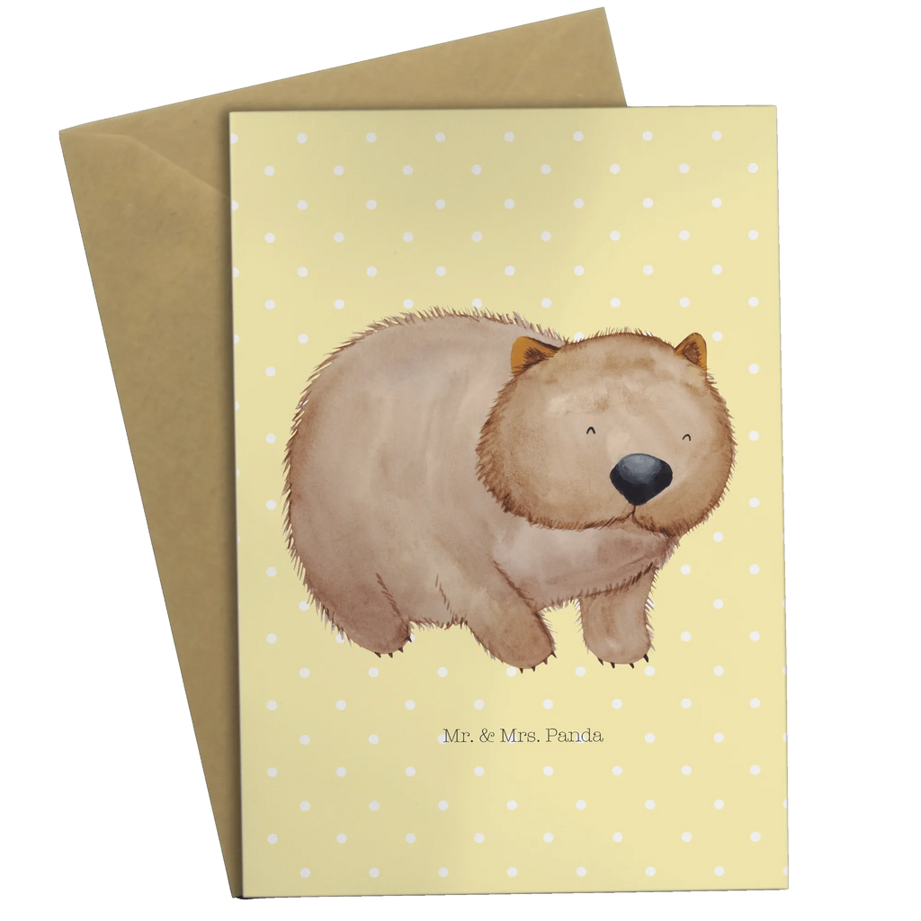 Grußkarte Wombat Ansichtskarten, Hochzeitskarte, Geburtstagskarte, Klappkarte, Grußkarte, Karte, Einladungskarte, Glückwunschkarte, Tiermotive, Gute Laune, lustige Sprüche, Tiere, Spruch, Wombat, Australien, Das Leben ist schön, Motivation