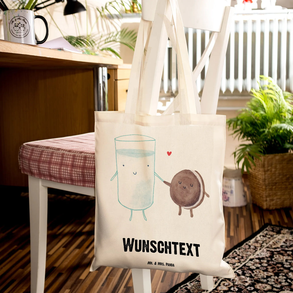 Personalisierte Tragetasche Milch & Keks Personalisierte Beuteltasche, Personalisierte Jutetasche, Stoffbeutel mit Namen, Personalisierte Kindergartentasche, Personalisierter Jutebeutel, Personalisierte Einkaufstasche, Einkaufstasche mit Namen, Personalisierte Tasche, Personalisierter Stoffbeutel, Personalisierter Beutel, Tragetasche mit Namen, Tiermotive, Gute Laune, lustige Sprüche, Tiere, Milk, perfektes Paar, Motiv süß, Keks, Milch, Einladung Frühstück, romantisch, Kekse, Cookie, Kaffee