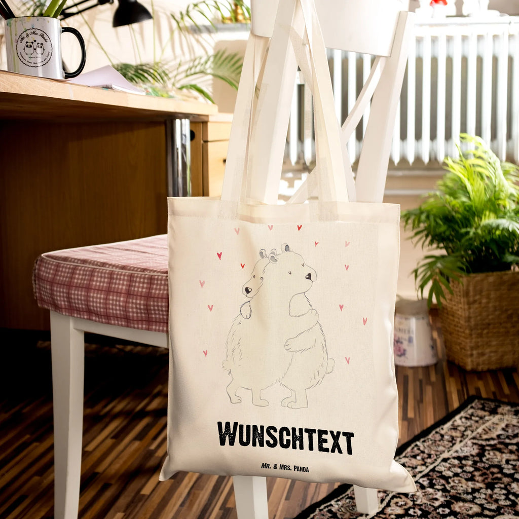 Personalisierte Tragetasche Eisbär Umarmen Tragetasche mit Namen, Personalisierte Beuteltasche, Personalisierte Jutetasche, Personalisierter Stoffbeutel, Stoffbeutel mit Namen, Personalisierter Jutebeutel, Personalisierte Kindergartentasche, Personalisierte Einkaufstasche, Einkaufstasche mit Namen, Personalisierter Beutel, Personalisierte Tasche, Tiermotive, Gute Laune, lustige Sprüche, Tiere