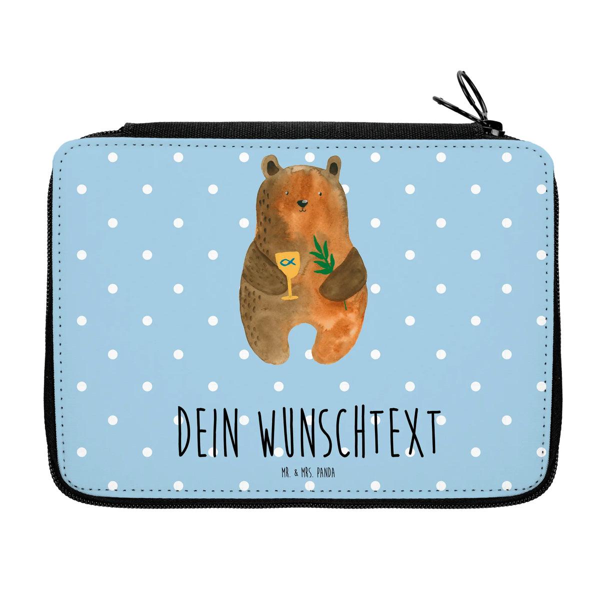Personalised leather folder bear confirmation teddy bear, cuddly toy, evangelic, service, church, confirmation