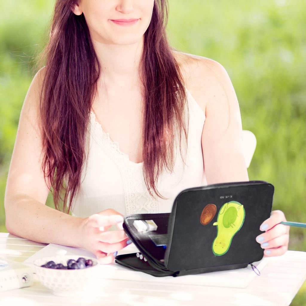 Leather folder avocado core rolls pencil case, enrolment, pen roll, pencil bag, motif, gift, pupil, child, school, primary school, avocado, vegetables, birth, love, big love, avocados, birthday, pregnancy, baby, for birth, first child, baby party, infant