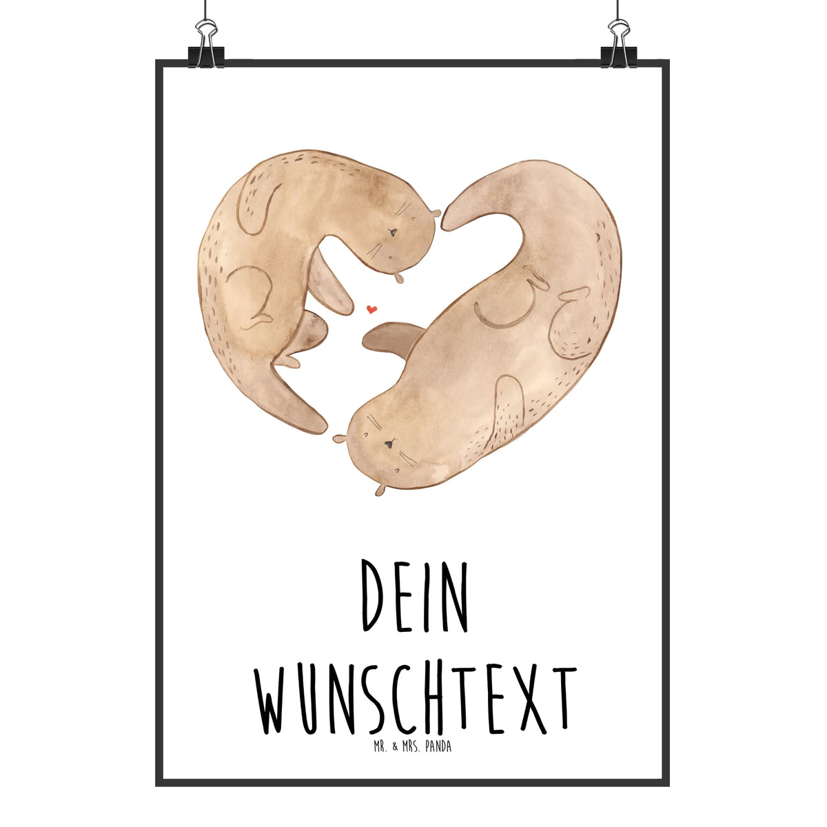 Personalised poster otter Heart animal lover, marten, sea otter, European otter, water mammal, aquatic animal, baby otter, predator, water, otter gifts, gift ideas for animal lovers, animal, mammal, water animal, gifts for people in love, life together, proof of love, anniversary, heart, love gift, better half, wedding day