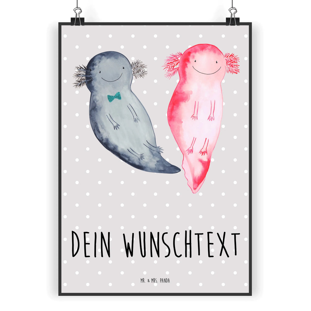 Personalised poster axolotl Girlfriend Axelotl, marine animals, Mexican walking fish, salamander, great love, tail, amphibian, anniversary, fiancé, husband, friend, valentine's day, proof of love