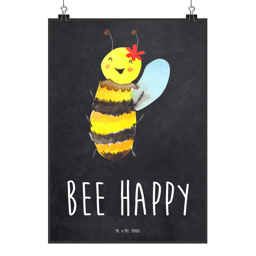 Poster bee happy Raumdekoration, Plakat, Wandbild, Wandposter, Wanddeko Bild, Küchenposter, Poster, Kunstdruck, Bild für Wand, Wanddekoration, Mr. & Mrs. Panda Poster, Deko Bild, Designposter, Handgemaltes Poster, Schlafzimmer Poster, Posterdruck, Kinderposter, Bild, Kinderzimmer Poster, Großes Poster, Poster Sprüche, Hummel, Wespe, Biene