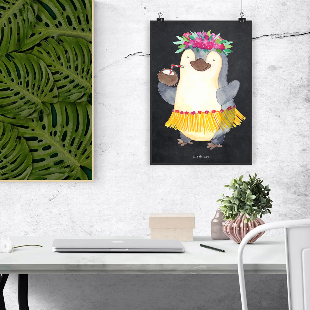 Plakat Pingwin z Kokosem Raumdekoration, Bild, Posterdruck, Wanddeko Bild, Mr. & Mrs. Panda Poster, Kunstdruck, Handgemaltes Poster, Designposter, Küchenposter, Wandposter, Kinderposter, Wanddekoration, Poster, Wanddeko, Pinguin, Kokosnuss, Pinguine, Hawaii, Urlaub, Aloha