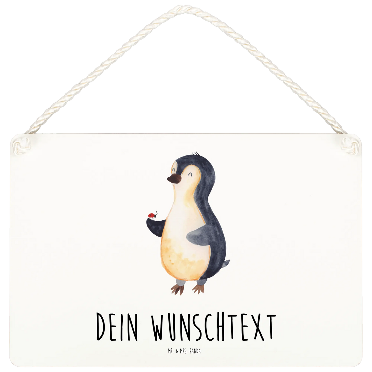 Personalised decorative sign Penguin ladybug North Pole, Penguins, joy of life, wonder, joy, ladybird, penguins