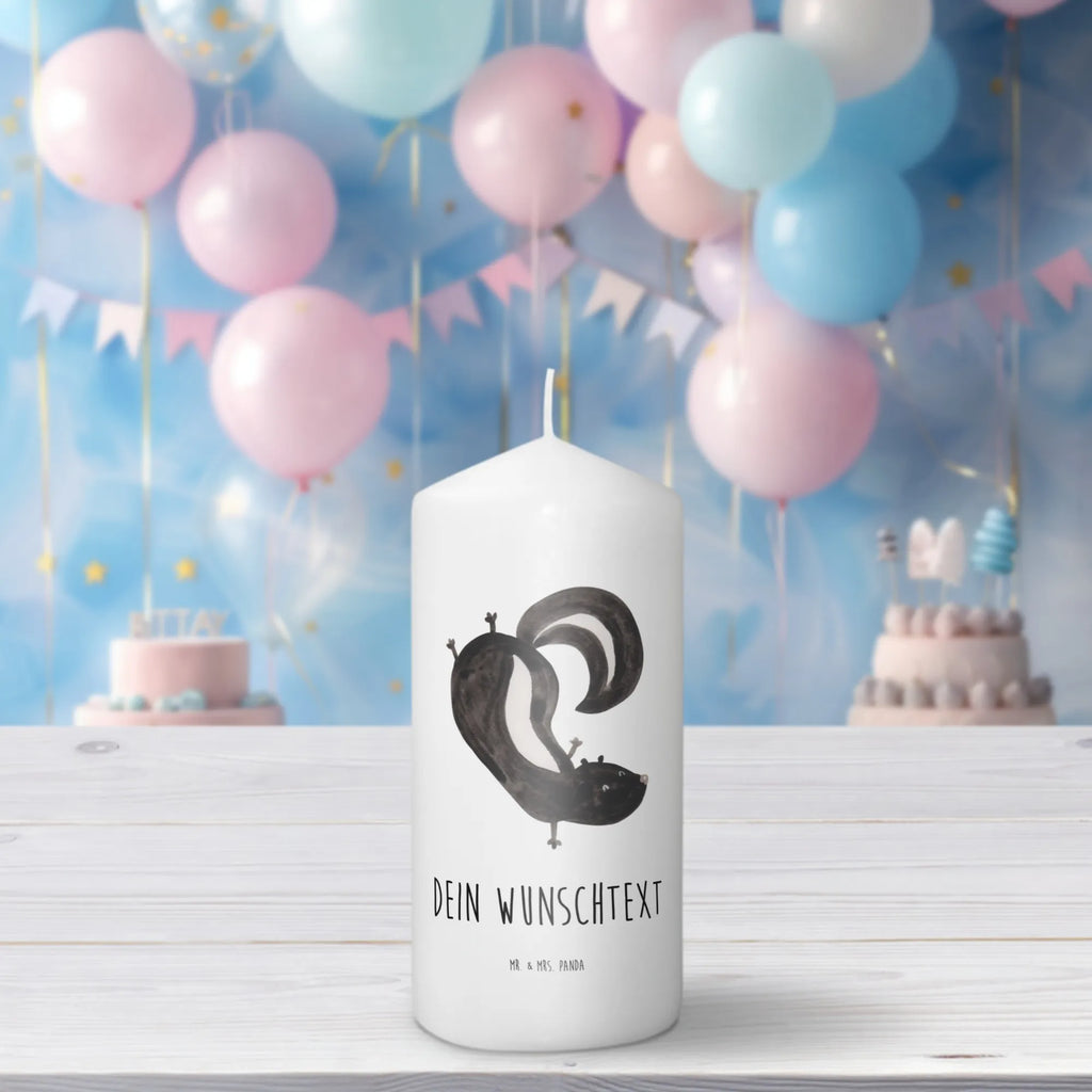 Personalised candle skunk handstand Skunk, skunk, playful, stink, wild animal, predator, playground, child