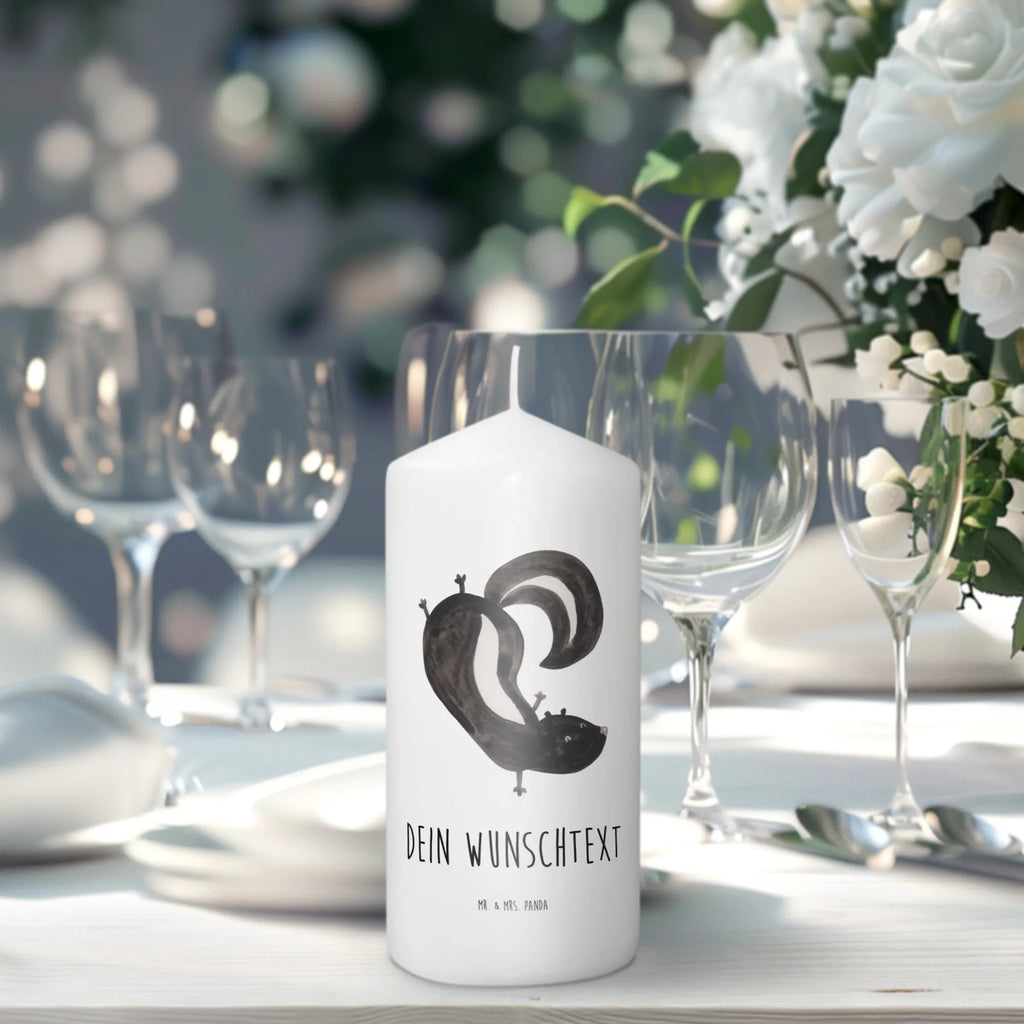 Personalised candle skunk handstand Skunk, skunk, playful, stink, wild animal, predator, playground, child