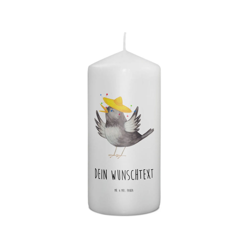 Personalised candle Crow sombrero small animals, cute, funny, cute animal motives, hand drawn, small world, funny sayings, good mood, happy, gifts, gift ideas, special gifts, animal lover, card, Bird, Magpie, Be happy, Raven, Birds, Motivation, Saying positive, Happiness Saying