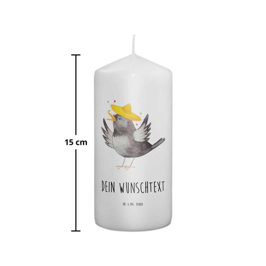 Personalised candle Crow sombrero small animals, cute, funny, cute animal motives, hand drawn, small world, funny sayings, good mood, happy, gifts, gift ideas, special gifts, animal lover, card, Bird, Magpie, Be happy, Raven, Birds, Motivation, Saying positive, Happiness Saying
