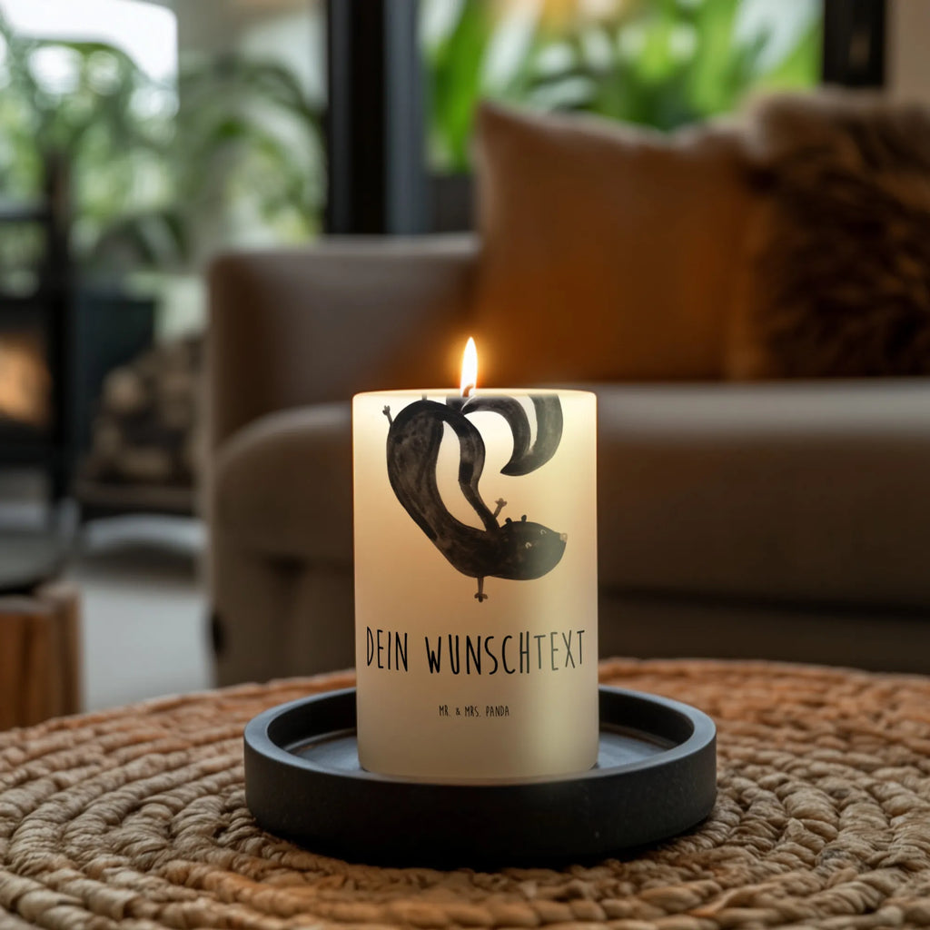 Personalised candle skunk handstand Skunk, skunk, playful, stink, wild animal, predator, playground, child