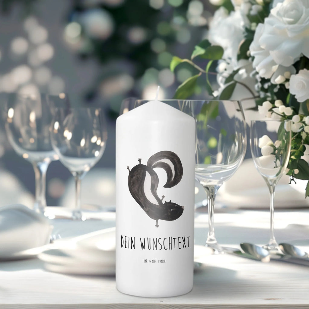 Personalised candle skunk handstand Skunk, skunk, playful, stink, wild animal, predator, playground, child