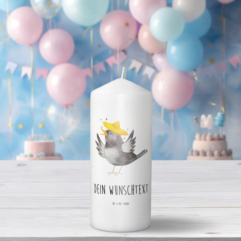 Personalised candle Crow sombrero small animals, cute, funny, cute animal motives, hand drawn, small world, funny sayings, good mood, happy, gifts, gift ideas, special gifts, animal lover, card, Bird, Magpie, Be happy, Raven, Birds, Motivation, Saying positive, Happiness Saying