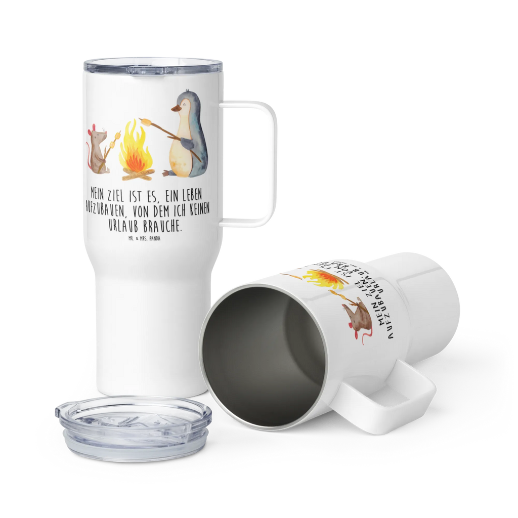 XXL thermal mug Penguin campfire Großer Thermobecher, XL Thermobecher, XL Reisetasse, Autobecher, Reisebecher, Jumbo Becher, Thermobecher, Pinguin, Liebe, Feuer, Lebensmotivation, Leben, Lagerfeuer, grillen, Arbeit, Neustart, Lebensspruch, Büro, Motivation, Büroalltag, Marshmallows, Pinguine, Job, Maus