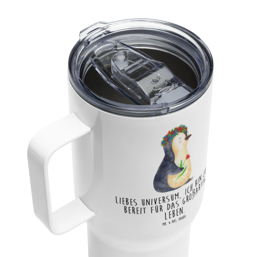 XXL thermal mug Penguin Flower Großer Thermobecher, XL Reisetasse, Reisebecher, Jumbo Becher, Autobecher, XL Thermobecher, Thermobecher, Pinguin, Motivation, Wünsche, Liebeskummer, Geschenkidee, Leben, Lebensziele, Lebenslust, Ziele, Blumenkranz, Universum, Pinguine