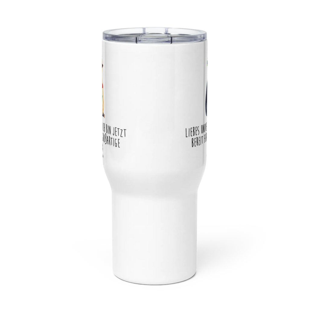 XXL thermal mug Penguin Flower Großer Thermobecher, XL Reisetasse, Reisebecher, Jumbo Becher, Autobecher, XL Thermobecher, Thermobecher, Pinguin, Motivation, Wünsche, Liebeskummer, Geschenkidee, Leben, Lebensziele, Lebenslust, Ziele, Blumenkranz, Universum, Pinguine