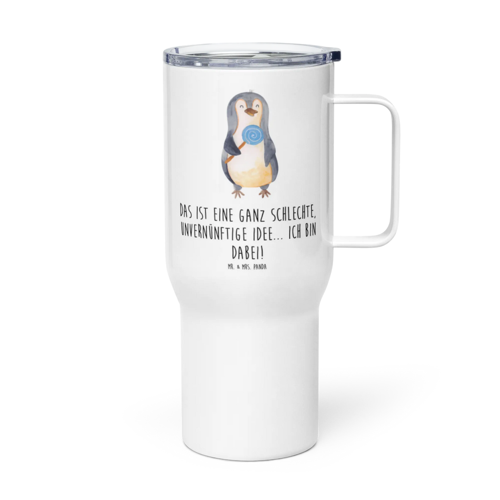 XXL thermal mug Penguin lollipop Jumbo Becher, XL Reisetasse, Großer Thermobecher, Thermobecher, Autobecher, XL Thermobecher, Reisebecher, Pinguin, Blödsinn, Rebell, Spruch, Rabauke, Ganove, Gauner, Pinguine, Lolli, Süßigkeiten