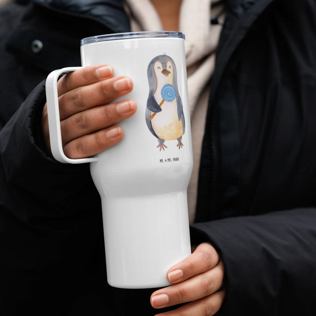 XXL thermal mug Penguin lollipop Jumbo Becher, XL Reisetasse, Großer Thermobecher, Thermobecher, Autobecher, XL Thermobecher, Reisebecher, Pinguin, Blödsinn, Rebell, Spruch, Rabauke, Ganove, Gauner, Pinguine, Lolli, Süßigkeiten