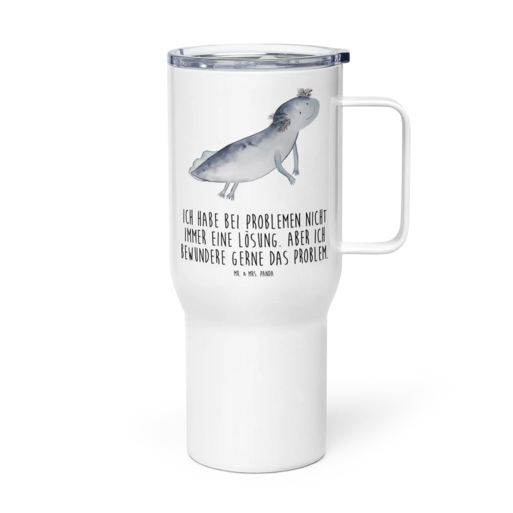 XXL Thermobecher Axolotl Schwimmen XL Reisetasse, XL Thermobecher, Großer Thermobecher, Autobecher, Reisebecher, Jumbo Becher, Axolotl, Molch, Lurche, Axolot, Schwanzlurch, Lösungen, Motivation, Problem, Probleme, Lurch