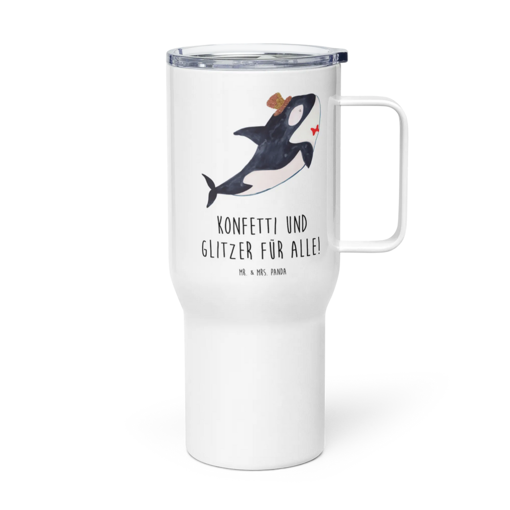 XXL thermal mug orca cylinder Thermobecher, XL Thermobecher, Reisebecher, XL Reisetasse, Großer Thermobecher, Autobecher, Jumbo Becher, Meerestiere, Meer, Urlaub, Narwal, Glitter, Konfetti, Glitzer, Geburtstag, Feier, Fete, Fest, Glückwunsch, Orca