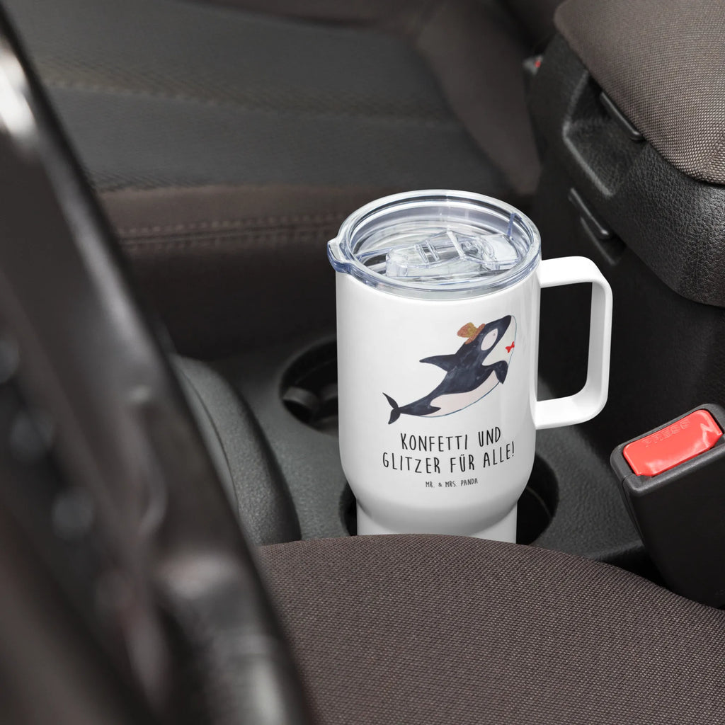 XXL thermal mug orca cylinder Thermobecher, XL Thermobecher, Reisebecher, XL Reisetasse, Großer Thermobecher, Autobecher, Jumbo Becher, Meerestiere, Meer, Urlaub, Narwal, Glitter, Konfetti, Glitzer, Geburtstag, Feier, Fete, Fest, Glückwunsch, Orca