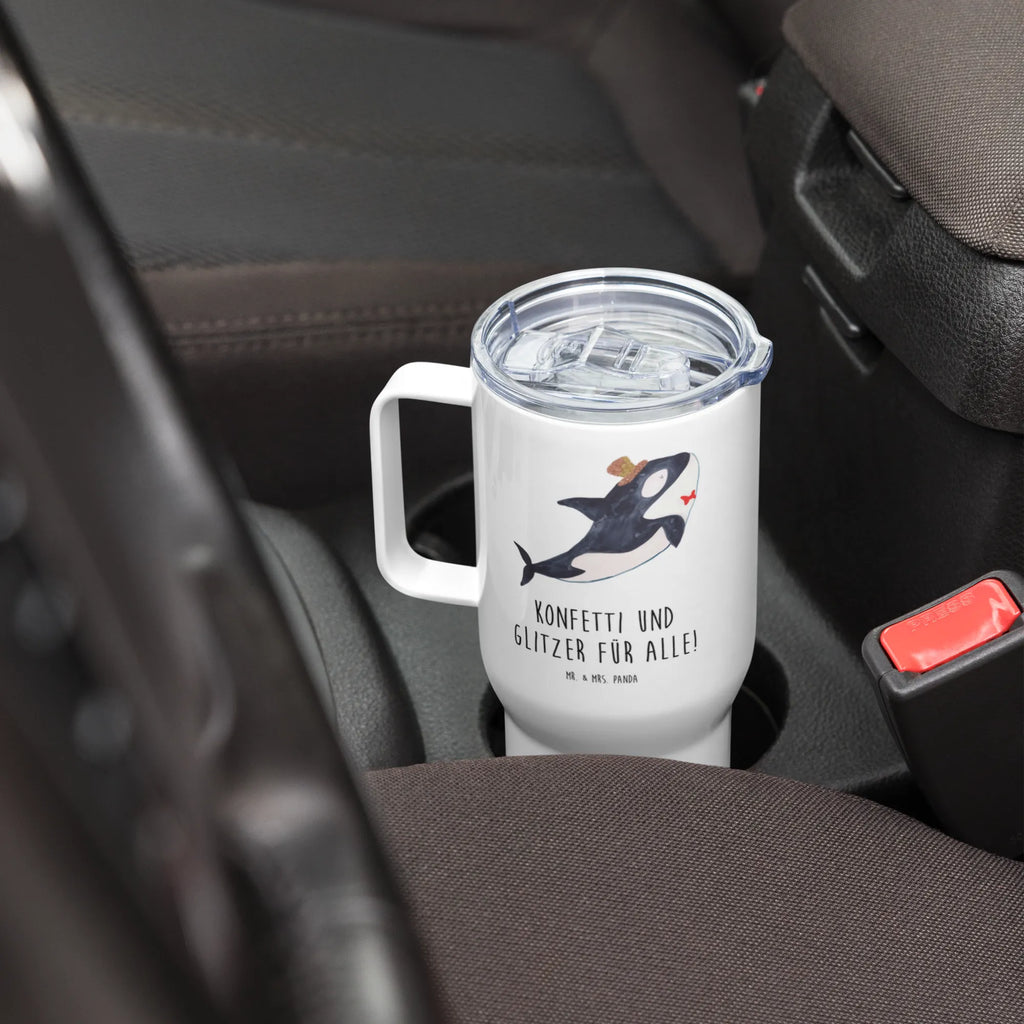 XXL thermal mug orca cylinder Thermobecher, XL Thermobecher, Reisebecher, XL Reisetasse, Großer Thermobecher, Autobecher, Jumbo Becher, Meerestiere, Meer, Urlaub, Narwal, Glitter, Konfetti, Glitzer, Geburtstag, Feier, Fete, Fest, Glückwunsch, Orca