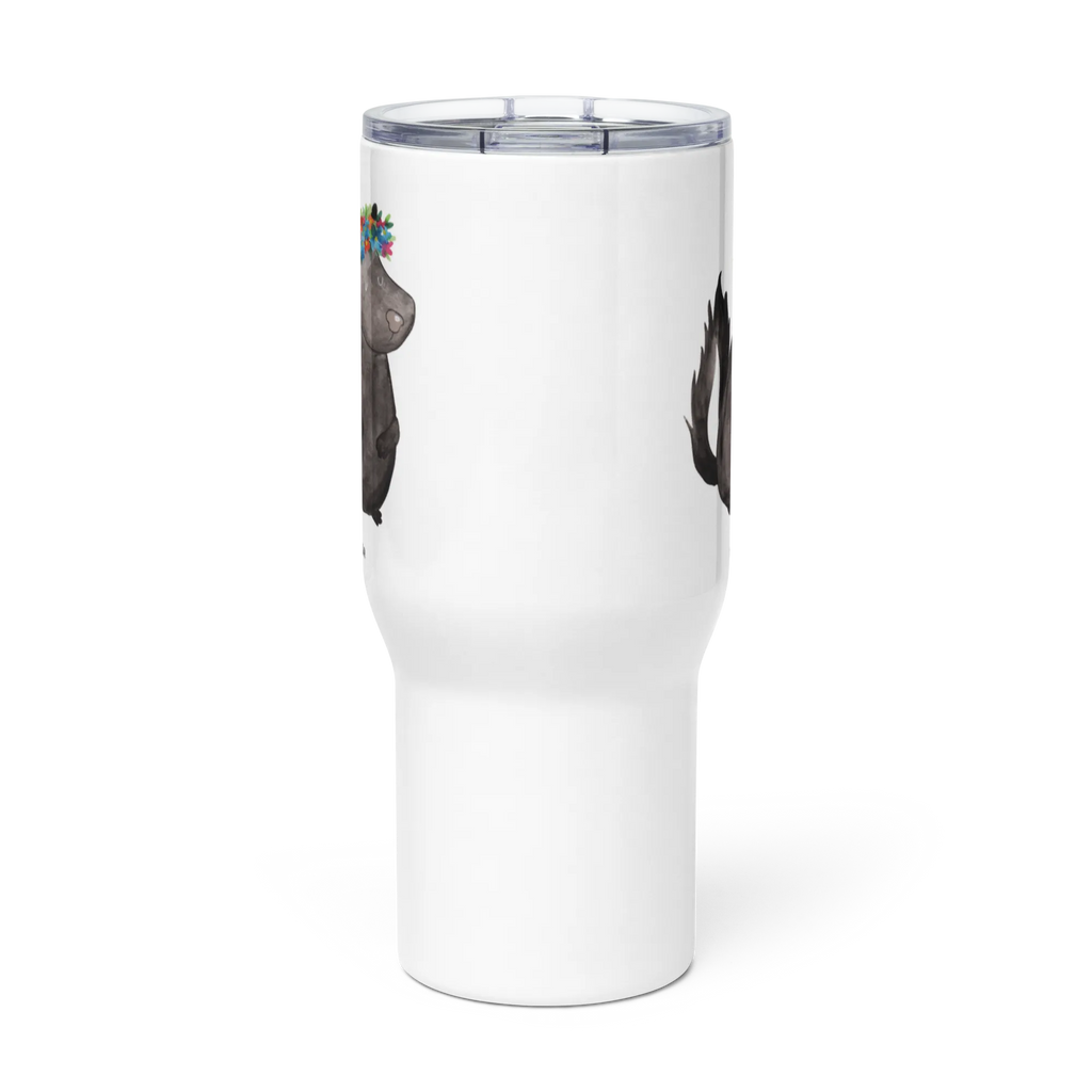 XXL Thermobecher Stinktier Mädchen Thermobecher, Autobecher, XL Thermobecher, XL Reisetasse, Reisebecher, Großer Thermobecher, Jumbo Becher, Stinktier, Skunk, Stinker, Yoga, Raubtier, Wildtier, Stinki, Namaste