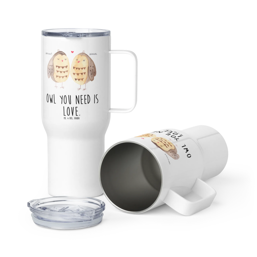XXL thermal mug owls Love XL Thermobecher, XL Reisetasse, Großer Thermobecher, Autobecher, Jumbo Becher, Reisebecher, Eule, Wortspiel Lustig, Eule Deko, Liebe, Hochzeit Spruch, Owl, Liebe Spruch, Freundin Geschenk, All You Need Is Love, Freund