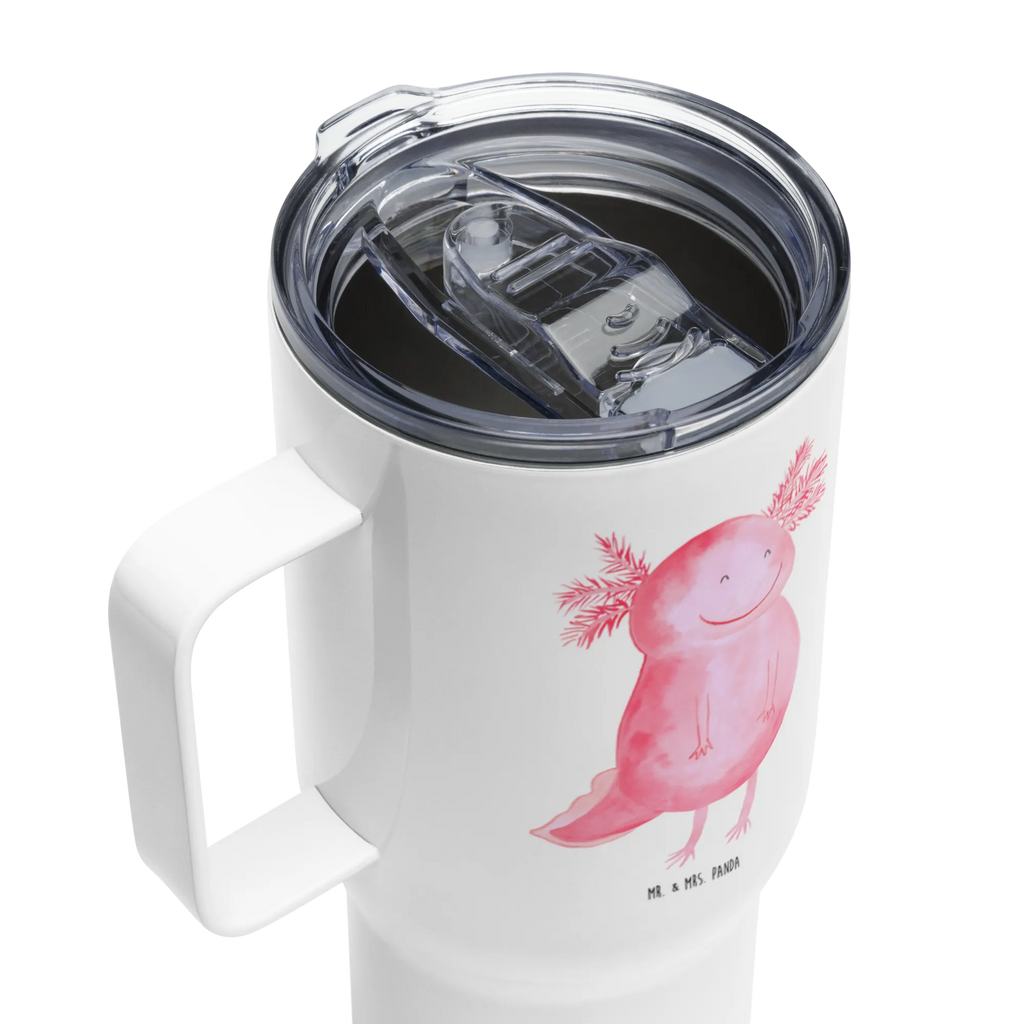 XXL Thermobecher Axolotl Glücklich XL Thermobecher, XL Reisetasse, Reisebecher, Autobecher, Jumbo Becher, Großer Thermobecher, Axolotl, Molch, Lurch, Motivation, Gute Laune, Schwanzlurch, Axolot, Lurche