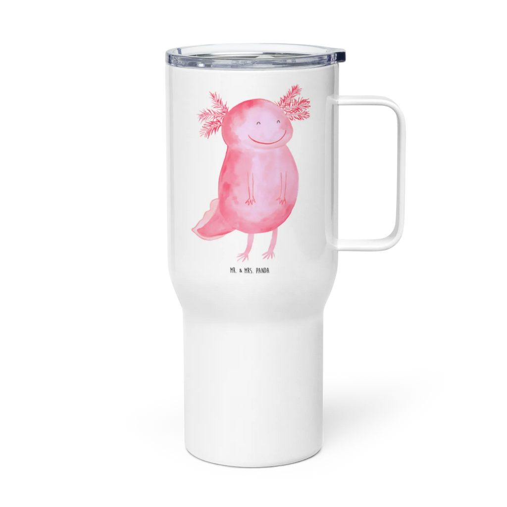 XXL Thermobecher Axolotl Glücklich XL Thermobecher, XL Reisetasse, Reisebecher, Autobecher, Jumbo Becher, Großer Thermobecher, Axolotl, Molch, Lurch, Motivation, Gute Laune, Schwanzlurch, Axolot, Lurche