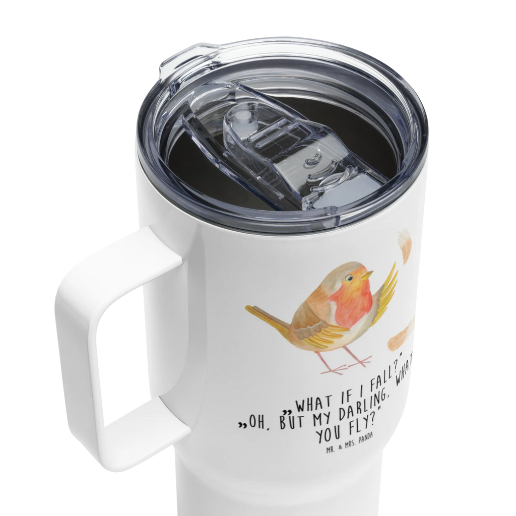 XXL thermal mug robin feathers XL Thermobecher, Jumbo Becher, Autobecher, XL Reisetasse, Reisebecher, Großer Thermobecher, Thermobecher, Tiermotive, Gute Laune, lustige Sprüche, Tiere, Rotkehlchen, Spruch Motivation, fliegen, Motivationsbilder, Vogel, Spruch Mut, Motivation Sprüche, What if i fall